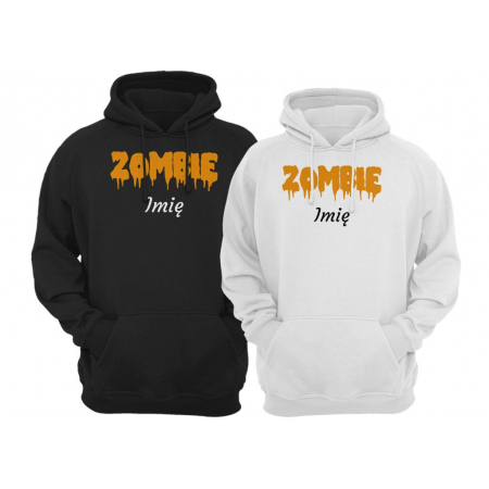 Bluzy dla par zakochanych z kapturem Halloween Zombie + imię